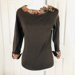 Ann Taylor Loft Brown Faux Double shirt size LP